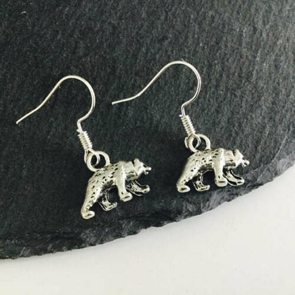 Bear Silver Earrings